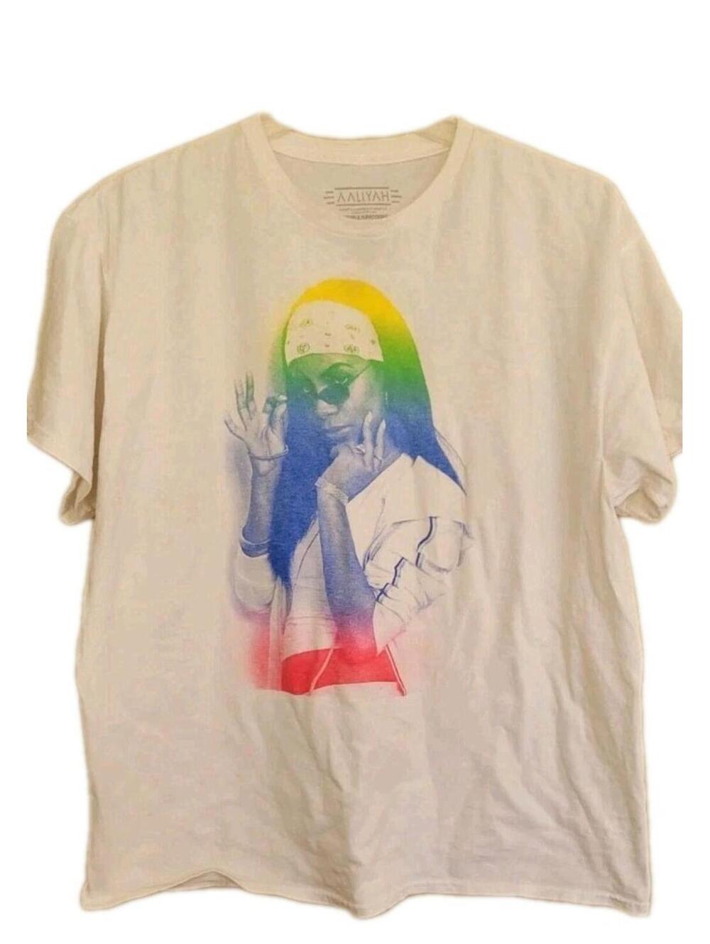 AALIYAH Tshirt Womens XLg Rainbow Colored graphic Shirt Ripple Junction